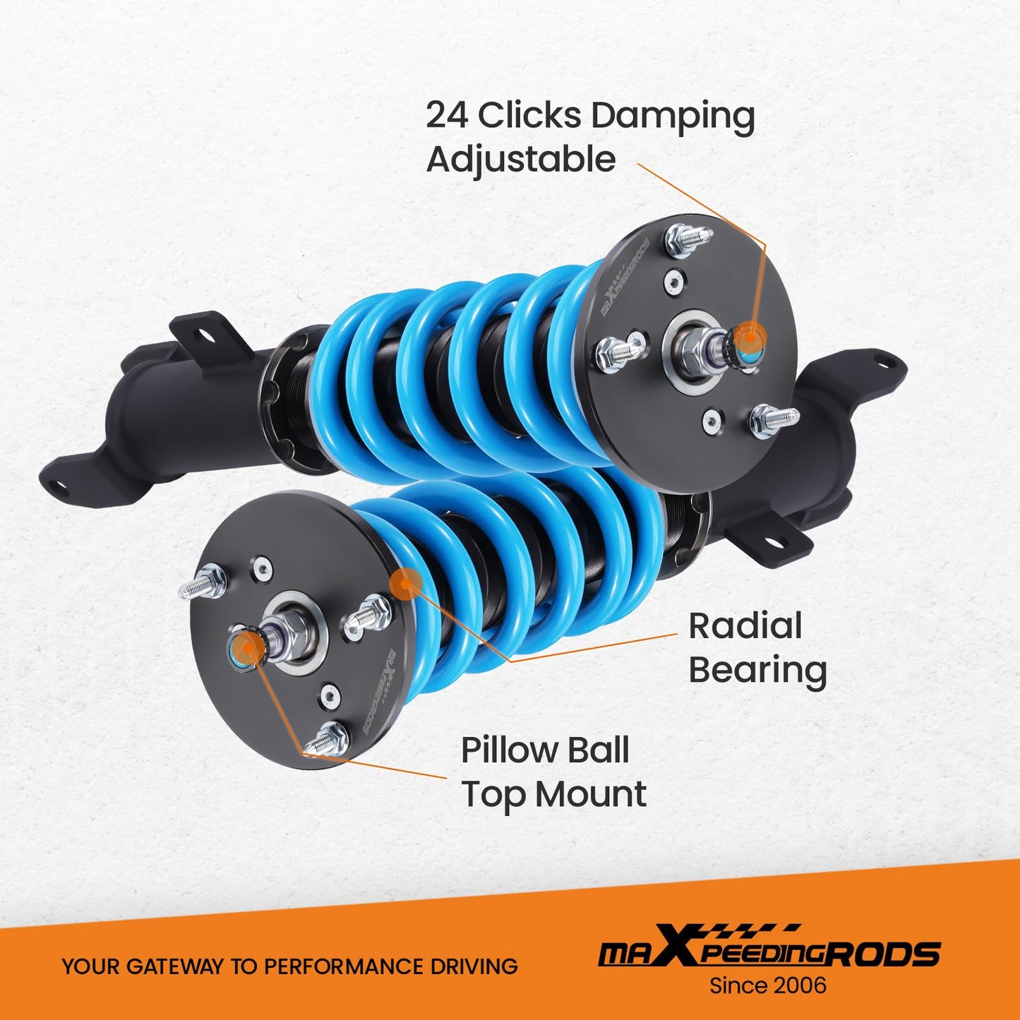 maXpeedingrods Coilovers for Dodge Charger RWD 2011-2022, for Chrysler 300 RWD 2011-2022, 24 Levels Damper Adjustable Coilovers Suspension Kit, Height Adjustable T6 Upgraded Lowering Kits Blue