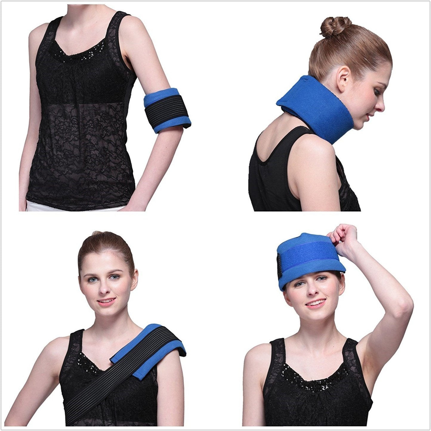 Headache Ice Pack Wrap with Strap, Reusable Gel Ice Pack for Injuries, Hot Cold Pack for Head Neck Knee Arms, 2 Flexible Gel Pack for Headache Relief, Migraine, Fever, Joint Pain, Muscle Soreness