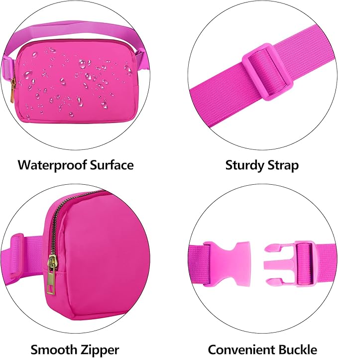 VOROLO Fanny Pack For Women And Men Crossbody Bag Belt Bag with Adjustable Strap Graduation Gifts Magenta