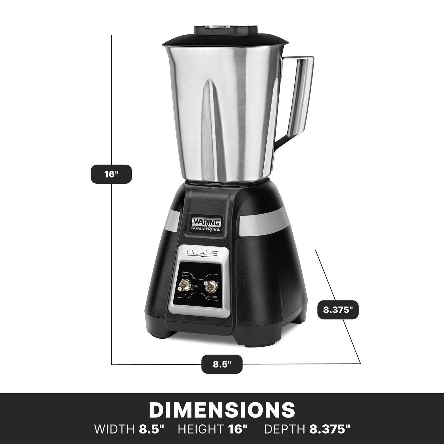 Waring Commercial BB300S 1-Hp bar Blender, Black 48 oz