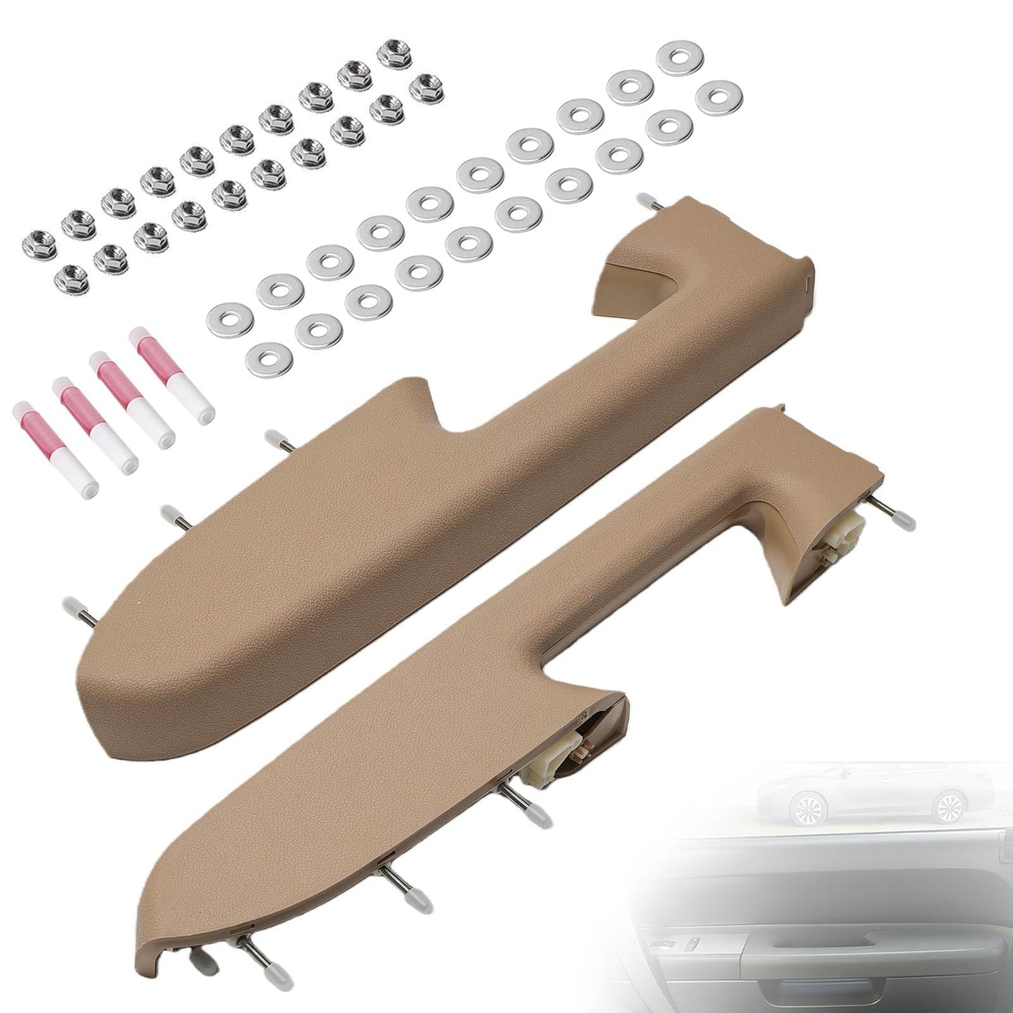 LLYZFED 22818467 22818472 Front Left & Right Armrest Repair Kit Pair Fit for Chevy Silverado/GMC Sierra 1500 2500HD 3500HD 2010–2014 Door Panel Armrest with Handle Below - Color Beige