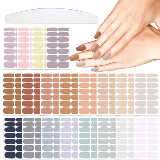 YEIRALA 20 Sheets 280 Pcs Faint Colors Nail Polish Strips for Women Girls, Solid Gel Nail Wraps Multiple Light Color Stick On Nails Polish Wraps for Nails Designs Fingernail Stickers Strips