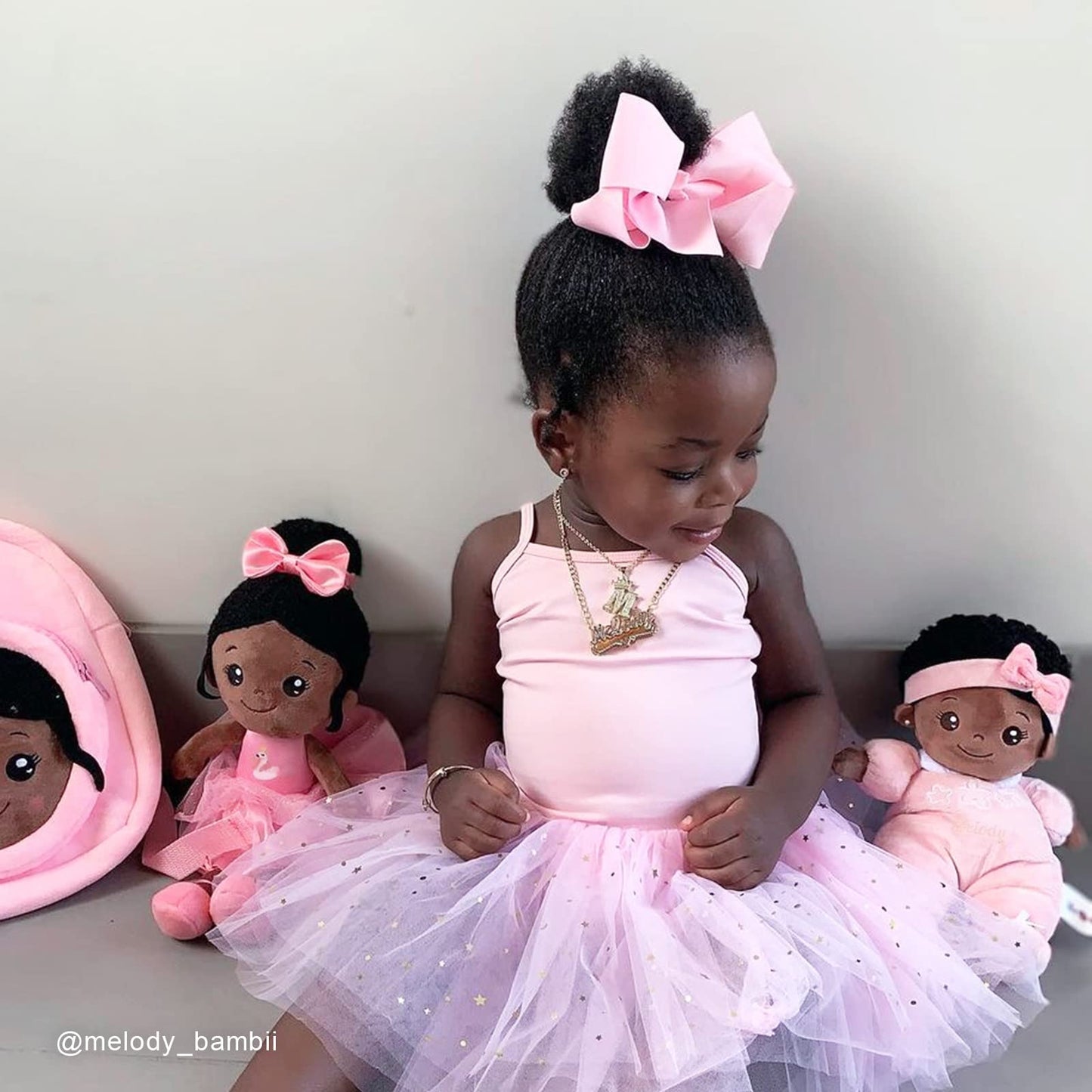 OUOZZZ 12.6" Black Soft Baby Dolls Toys for 1 Year Old Girl Gifts, African American Dolls Birthday Gifts for 1 Year Old Girl Ballerina Doll Plush Toys for Toddler
