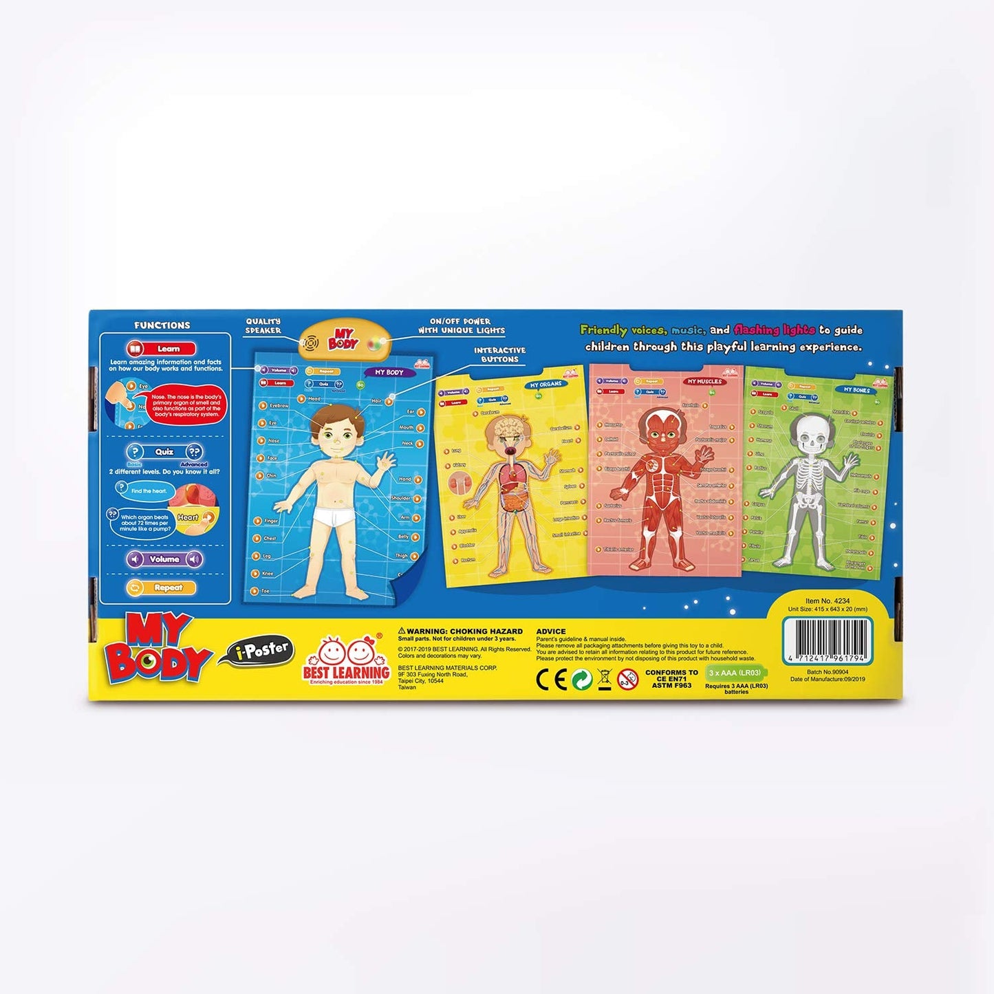 BEST LEARNING i-Poster My Body – Interactive Educational Human Anatomy Talking Toy for Kids Ages 5-12 to Learn Body Parts, Organs, Muscles and Bones Through Fun Sound and Quiz Modes