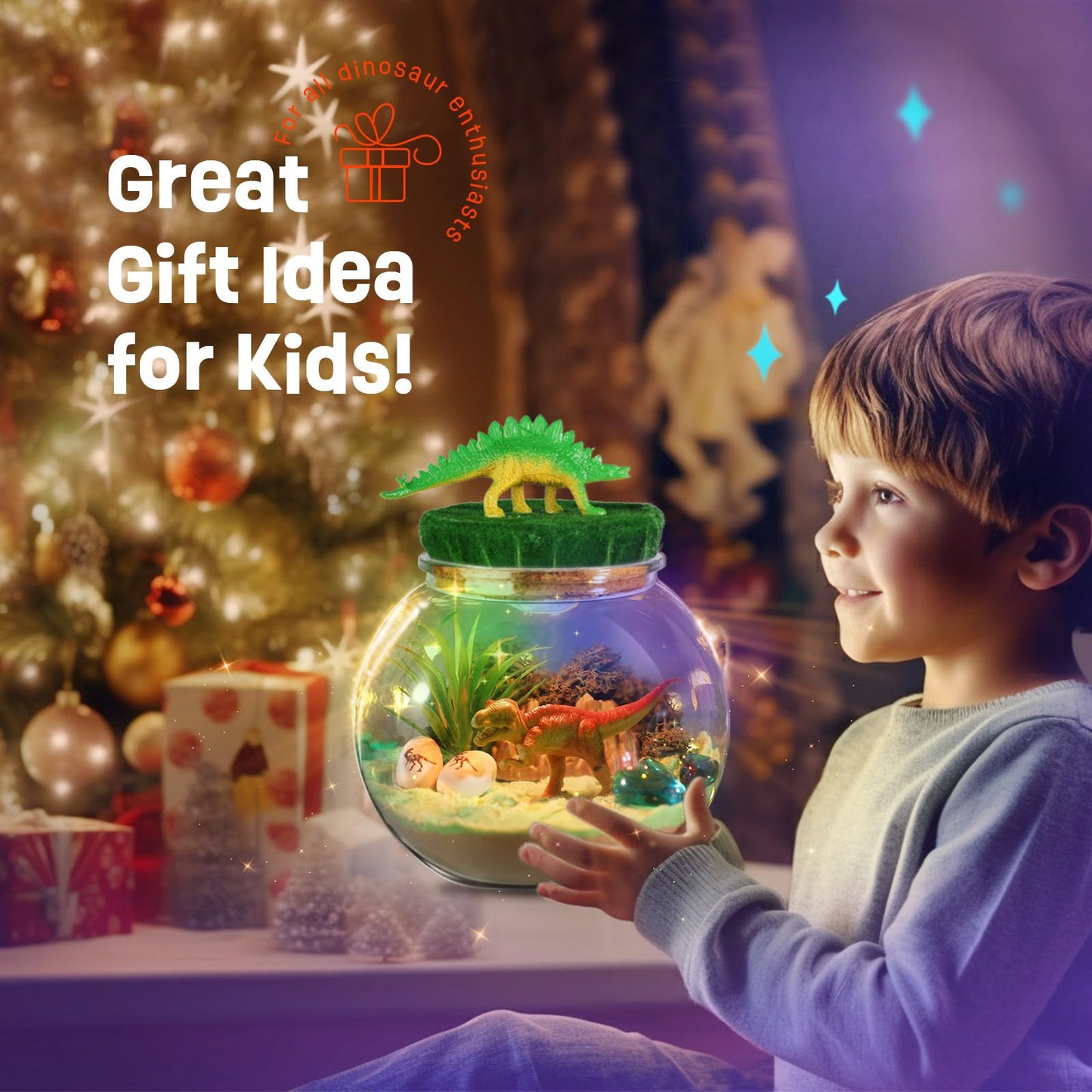 Dinosaur Toys for Kids - Dinosaurs Terrarium Kit for Kids - Birthday Christmas Gifts for Boy Ages 4 5 6 7 8-12 Year Old - DIY Dino Toys for Boys - Arts and Crafts Kit for Kid