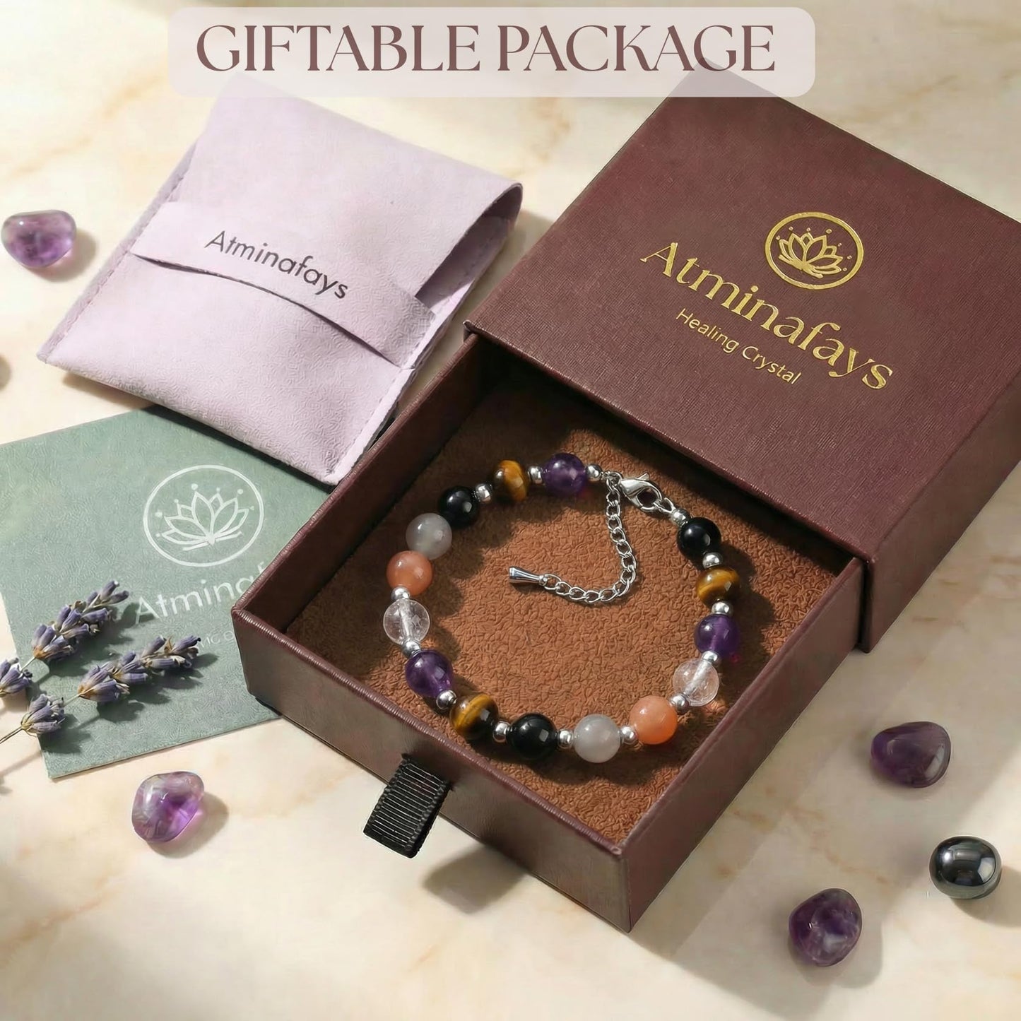 Chakra Bracelet for Women Gift for Bridesmaids, Birthday, YUGA Meditation | 6 Natural Chakra Stones for Energy, Protection & Balance | Crystal Healing Bracelet with Gift Box，new year bracelet