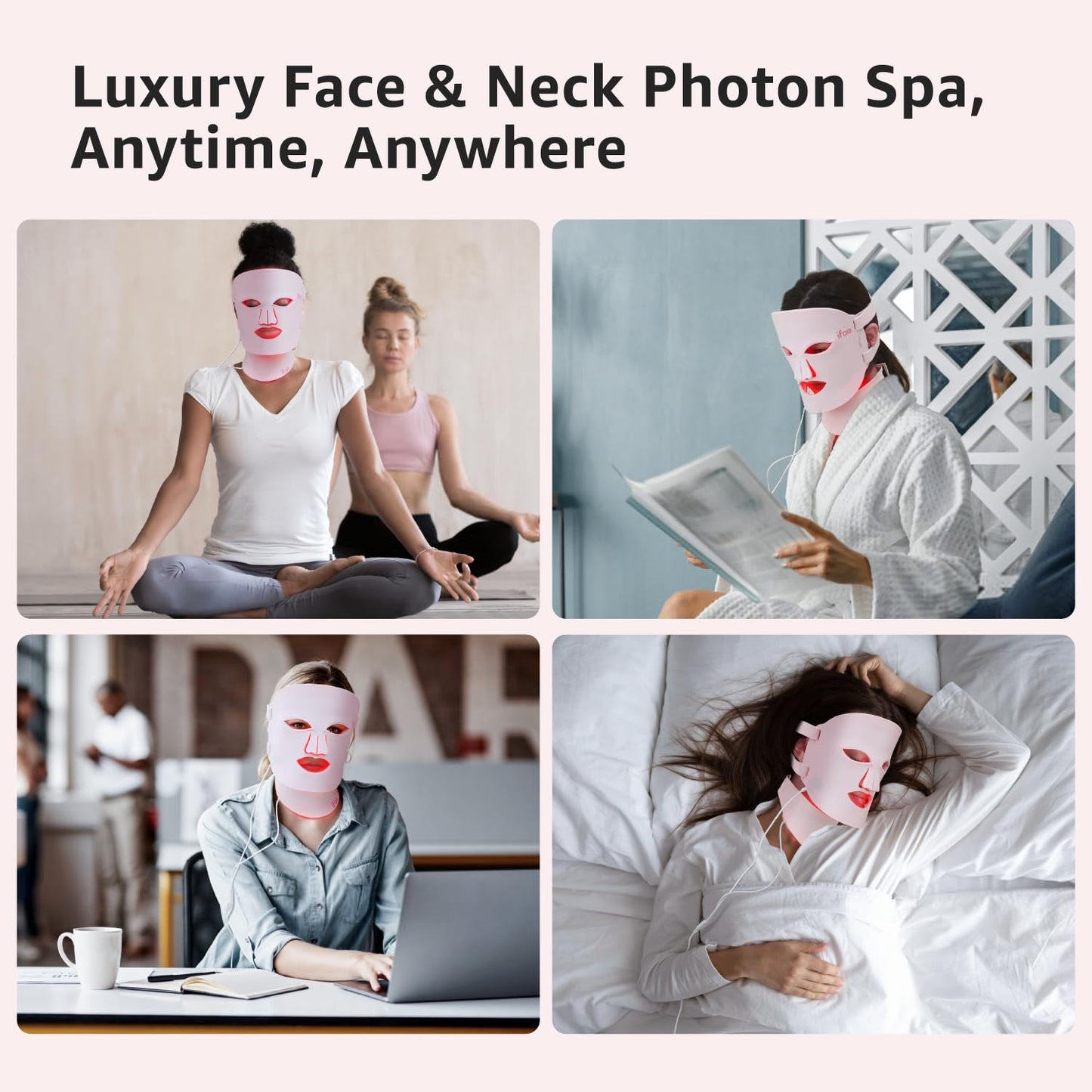 Red Light Therapy Mask for Face and Neck, 7 Colors with NIR Led Face Mask Light Therapy with Eye Protection and Remote, Rechargeable Ergonomic Design for True Anti-Aging Skincare at Home