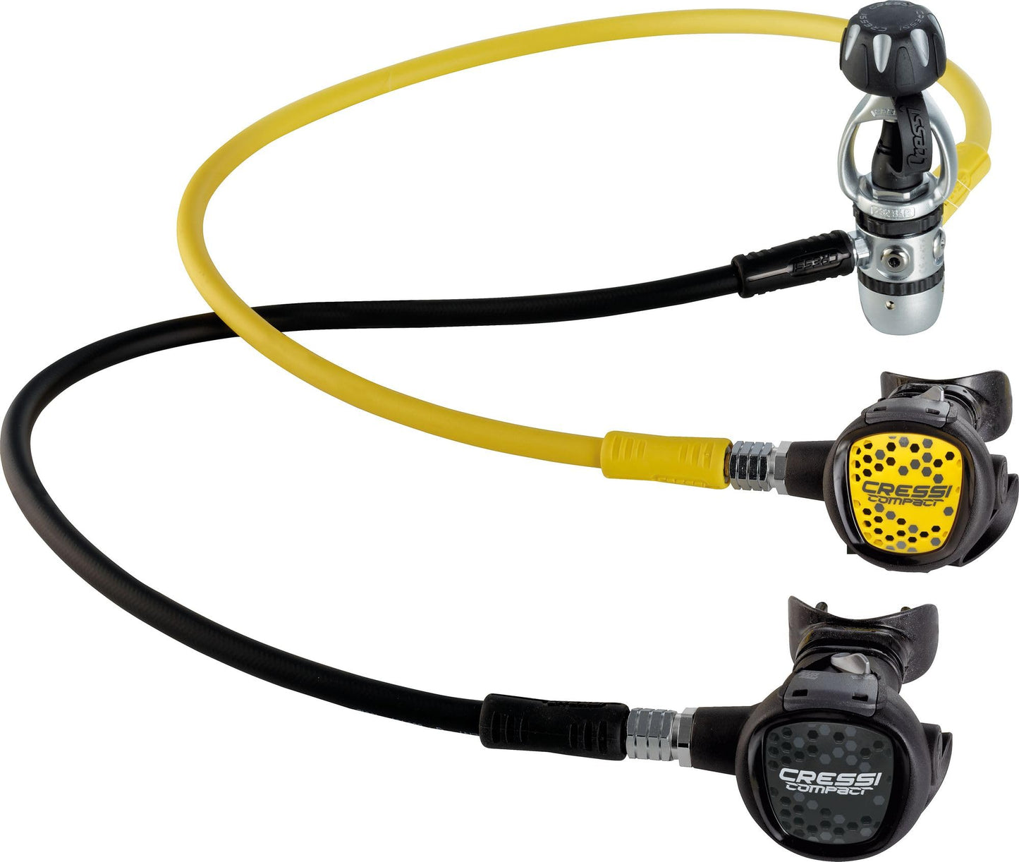 Cressi AC2 / Compact + Octopus Compact Complete Regulator Set, Black/Yellow, INT
