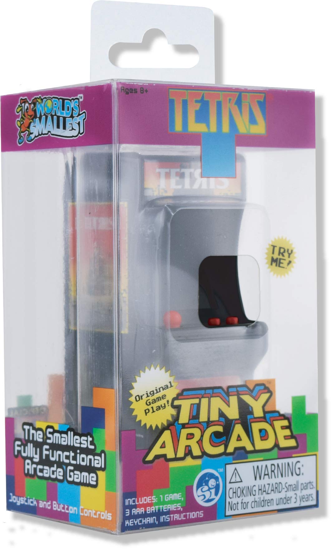 Tiny Arcade Tetris Mini Retro Game (3.5"): Playable Handheld Arcade Machine w/ Real Gameplay & Sound - Classic 1980's Video Game (Ages 8+)