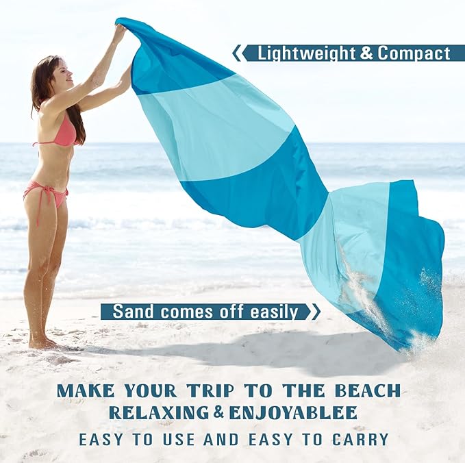 Famstar Beach Blanket Sandproof Waterproof 78''×110'' 1-7Adults Oversized,Compact Lightweight Durable Beach Mat for Travel Camping Hiking Picnic Blanket