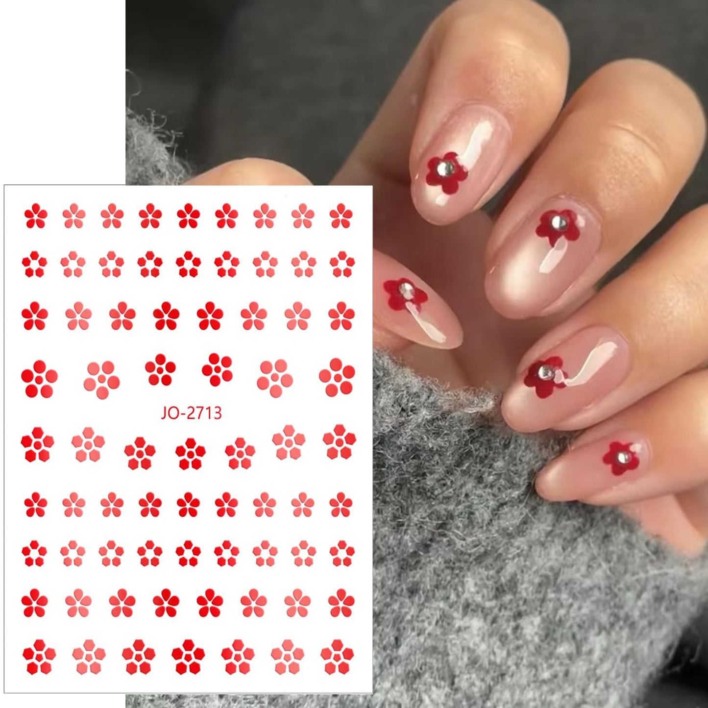 6sheets Flower Nail Art Stickers,3D Sequins Decals, Small Flower Nail Art Supplies Gold for Nails Self Adhesive Decal, Floral Spring Nail Sticker for Woman Summer Manicure Decoration Accessories