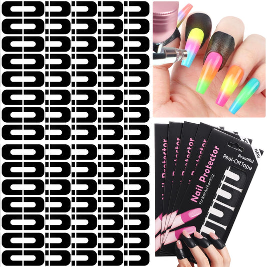 SAVILAND Nail Polish Protector for Fingers: 200PCS U V Protection Nail Cuticle Strong Adhesive Peel Off Nails Polish Barrier U-Shaped Cuticle Protector for Airbrush Painting Gel Polish Nails Art