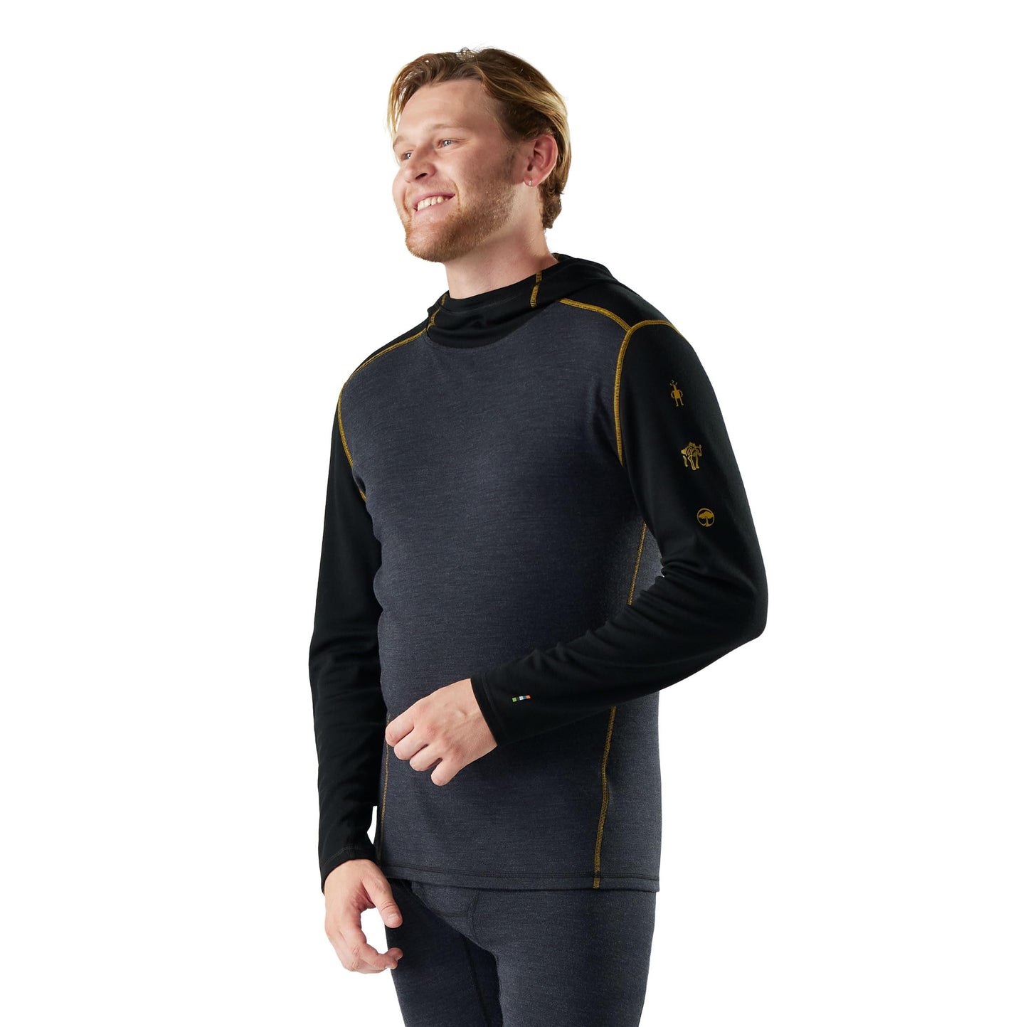 SmartWool Mens, Merino 250 Base Layer Hoodie, Charcoal/Honey Gold, Large