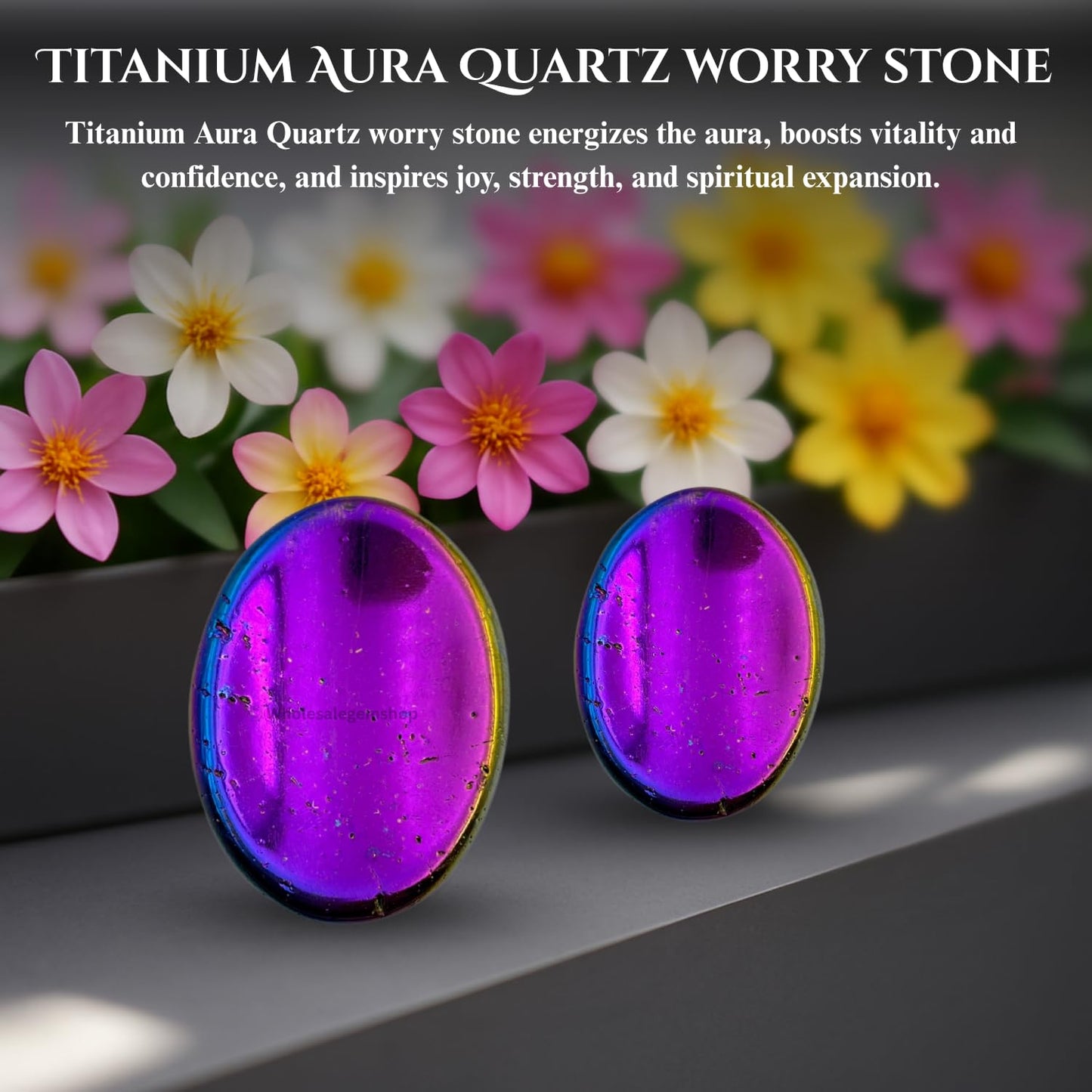 Titanium Aura Quartz Thumb Worry Stones Metaphysical Gemstone Crystal Healing Reiki Men Women Gift FENG Shui Positive Energy Love Wellness Palm Stones Wicca Powerful