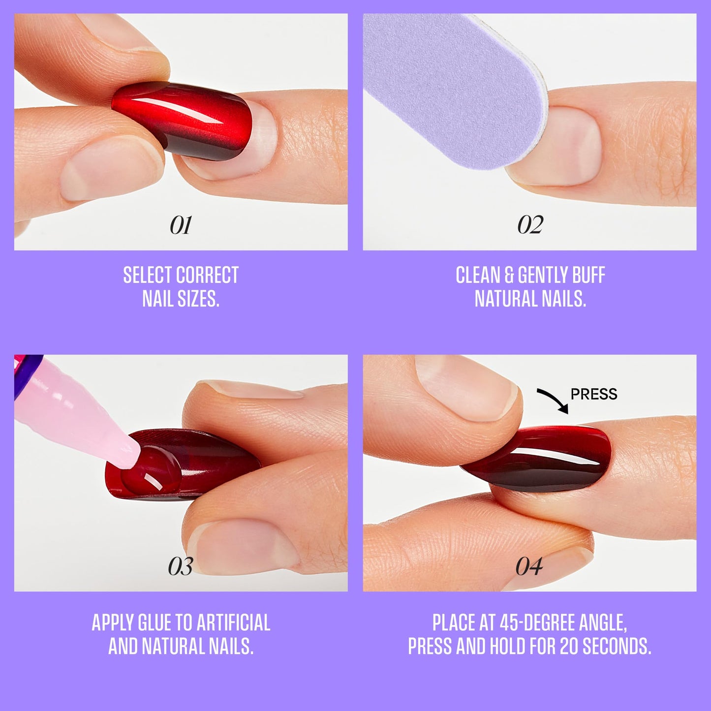 Kiss Core, Press On Nails, Nail glue included, 'Perfection', White, Petite Size, Squoval Shape, Includes 32 Nails, 2g Glue, 1 Manicure Stick, 1 Mini File