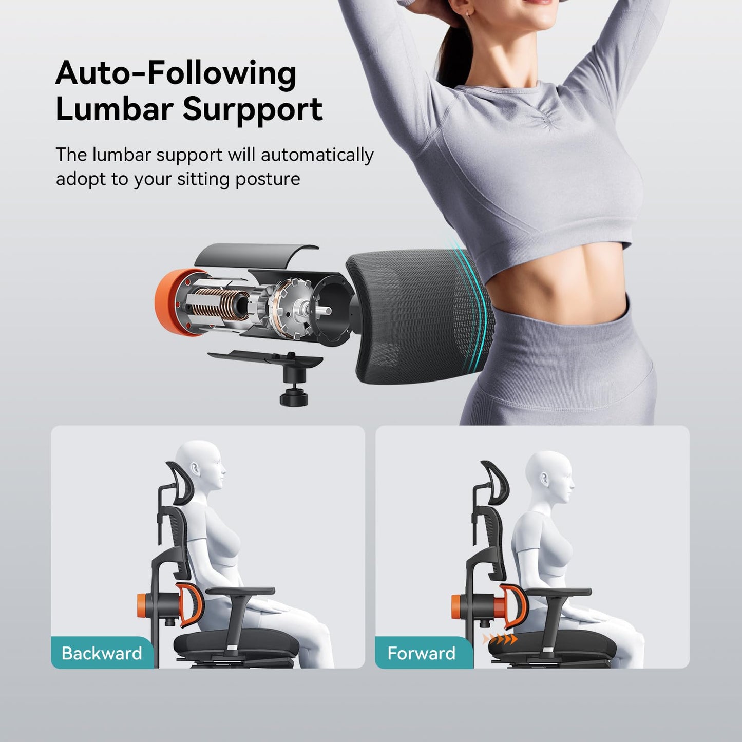 Newtral Ergonomic Office Chair with Fully Adaptive Lumbar Support, 136°Tilt Function, Computer Desk Chair with Soft 4D Armrest, Adjustable Headrest (Supreme with Laptop Tray, Black)