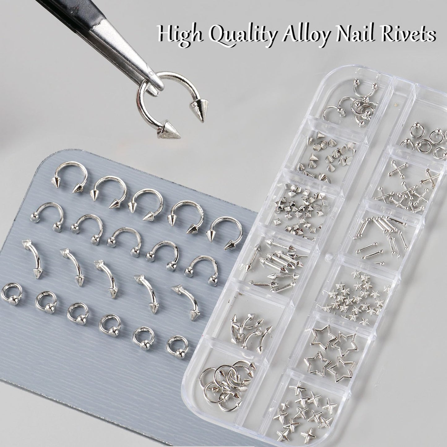 3D Metal Punk Bullet Nail Art Rivet Silver Black Nail Charm Alloy Gothic Stars Studs Spikes Beads Steel Balls Rock Mini Flat Back Y2K Nail Art Studs Nail Gems Nail Supplies Decoration