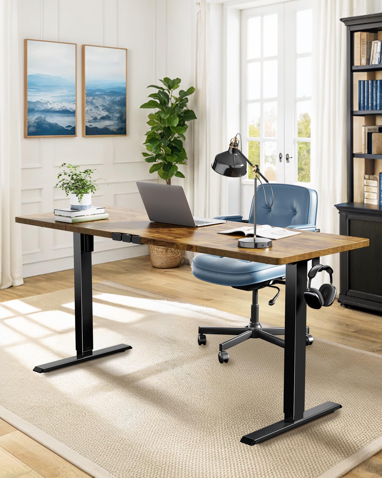 Marsail 63x24 Electric Standing Desk - Adjustable Height Computer Desk with Memory Presets, Storage Bag & Cable Management for Home Office & Gaming Workstations