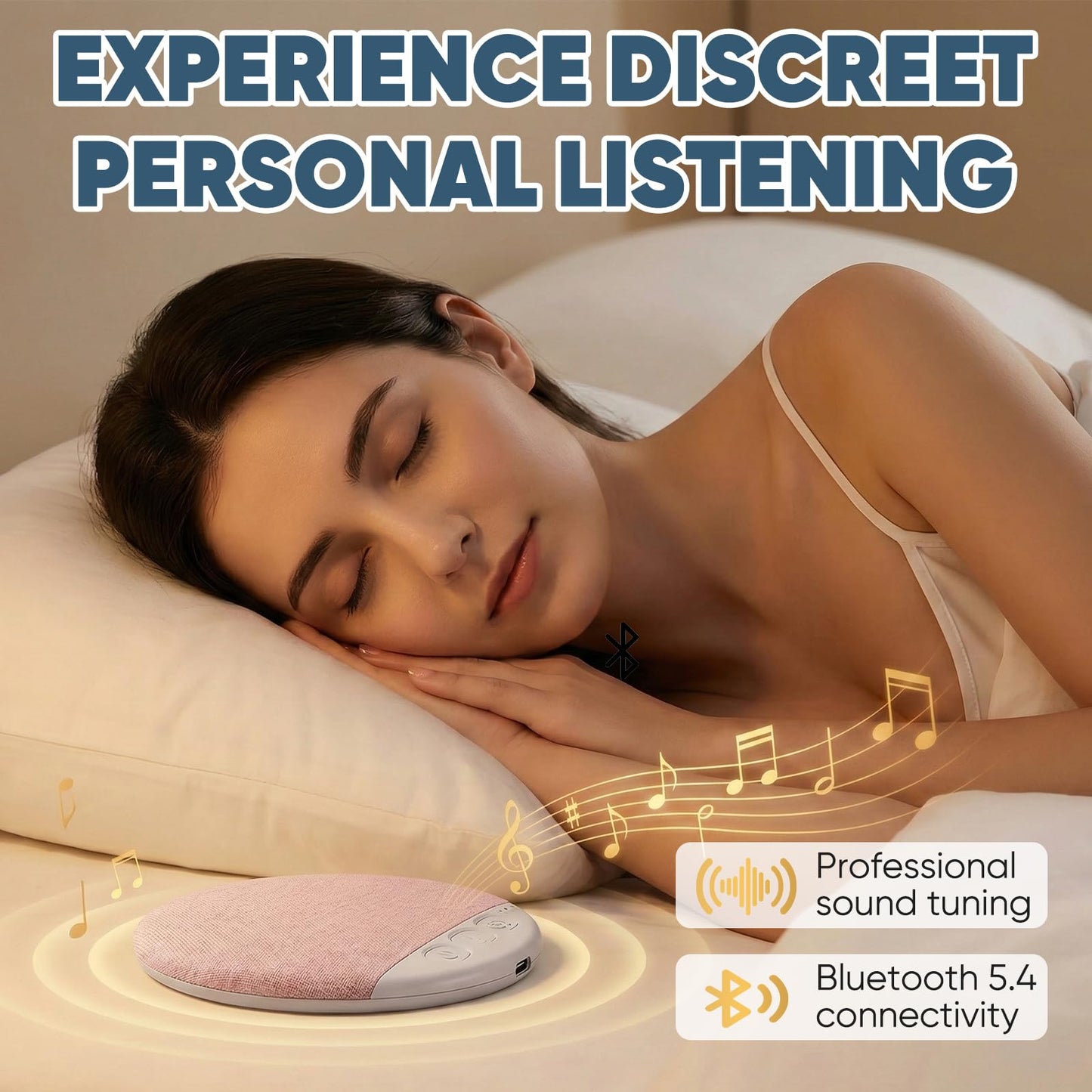 Sleep Pillow Speaker, Bluetooth Pillow Speaker with White Noise Timer Wireless Sleep Aid with Stereo Bass Private Sleep, Pillow Speakers for Sleeping, Headphones for Adult Kids (Blue)