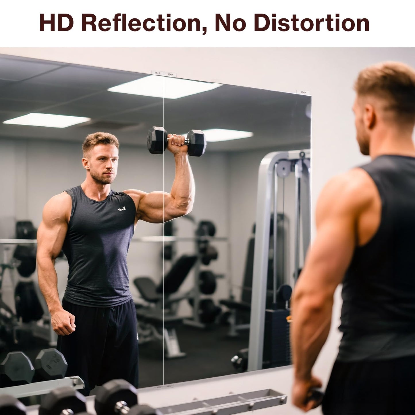 BRIVUE Gym Mirror for Home Gym - 72" x 72" (2 Pcs of 72x36) Large Frameless Wall Mirrors, Easy Mount Lightweight Non-Glass Nanomirror, Ideal for Dance Studio, Yoga, Fitness, Rehearsal, Pilates, Garage