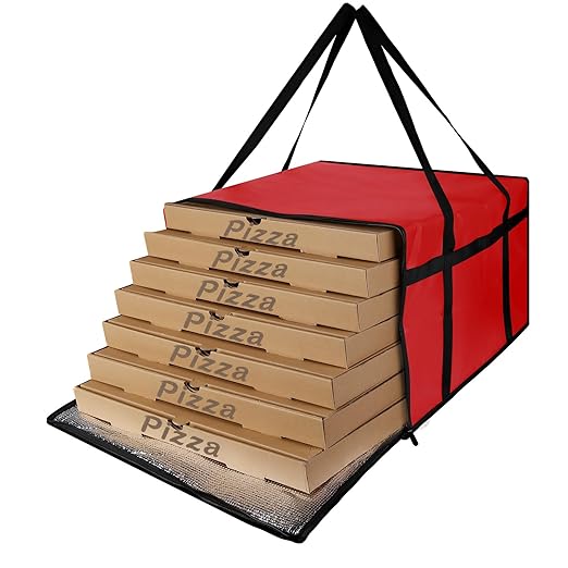 Insulated Pizza Delivery Bag for Carry Hot, 20" x 20" x 14" Carrier Warmer, Insulated Food Delivery Bag, Insulated Grocery Cooler Bags for Catering/Doordash, Commercial Food Warmersï¼Red, 1Pkï¼