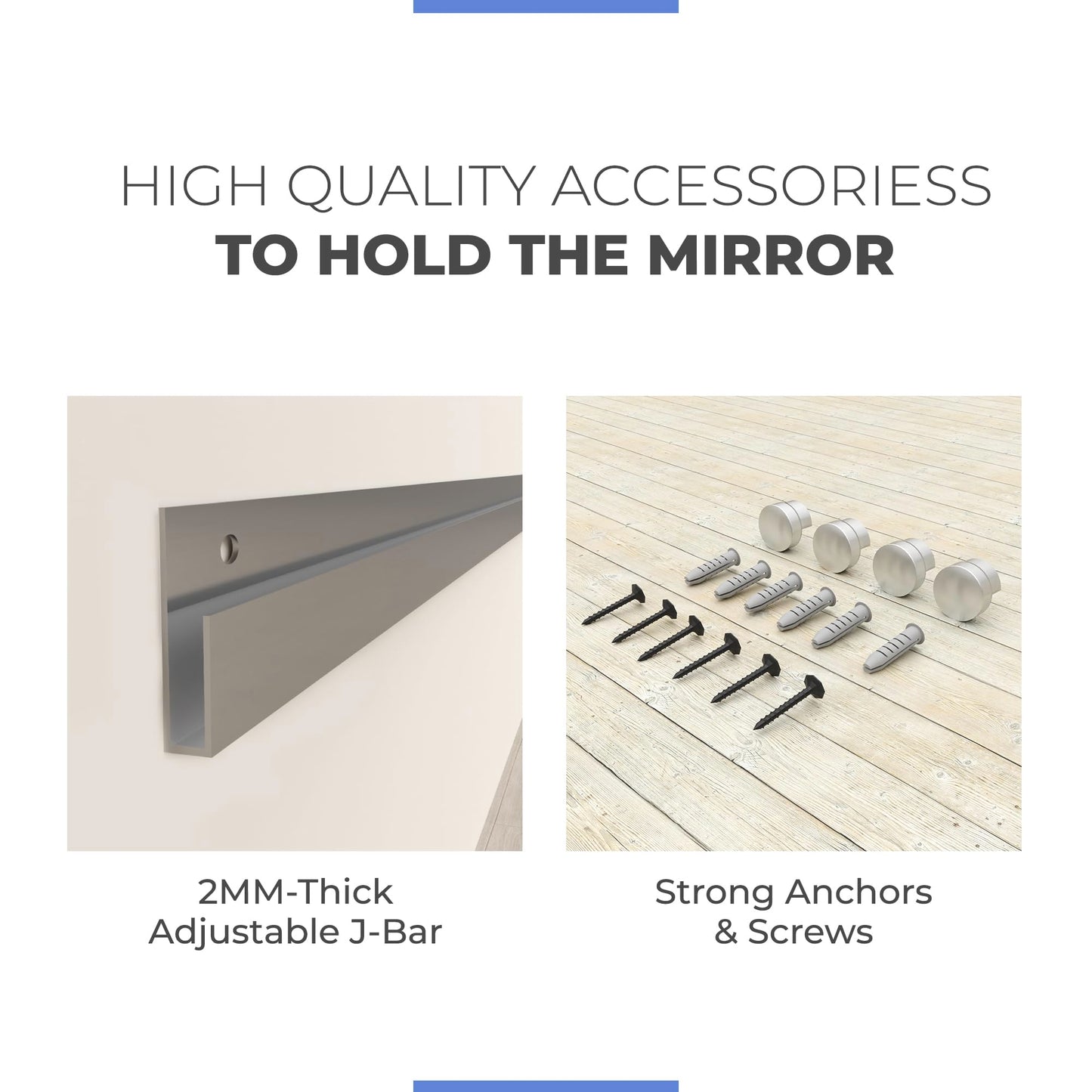 Large Wall Mounted Gym Mirror 48x32 (1 PC) - Shatterproof Tempered Glass Full Body Mirror for Home Gym - Premium HD Reflection - Frameless Design with Hardware