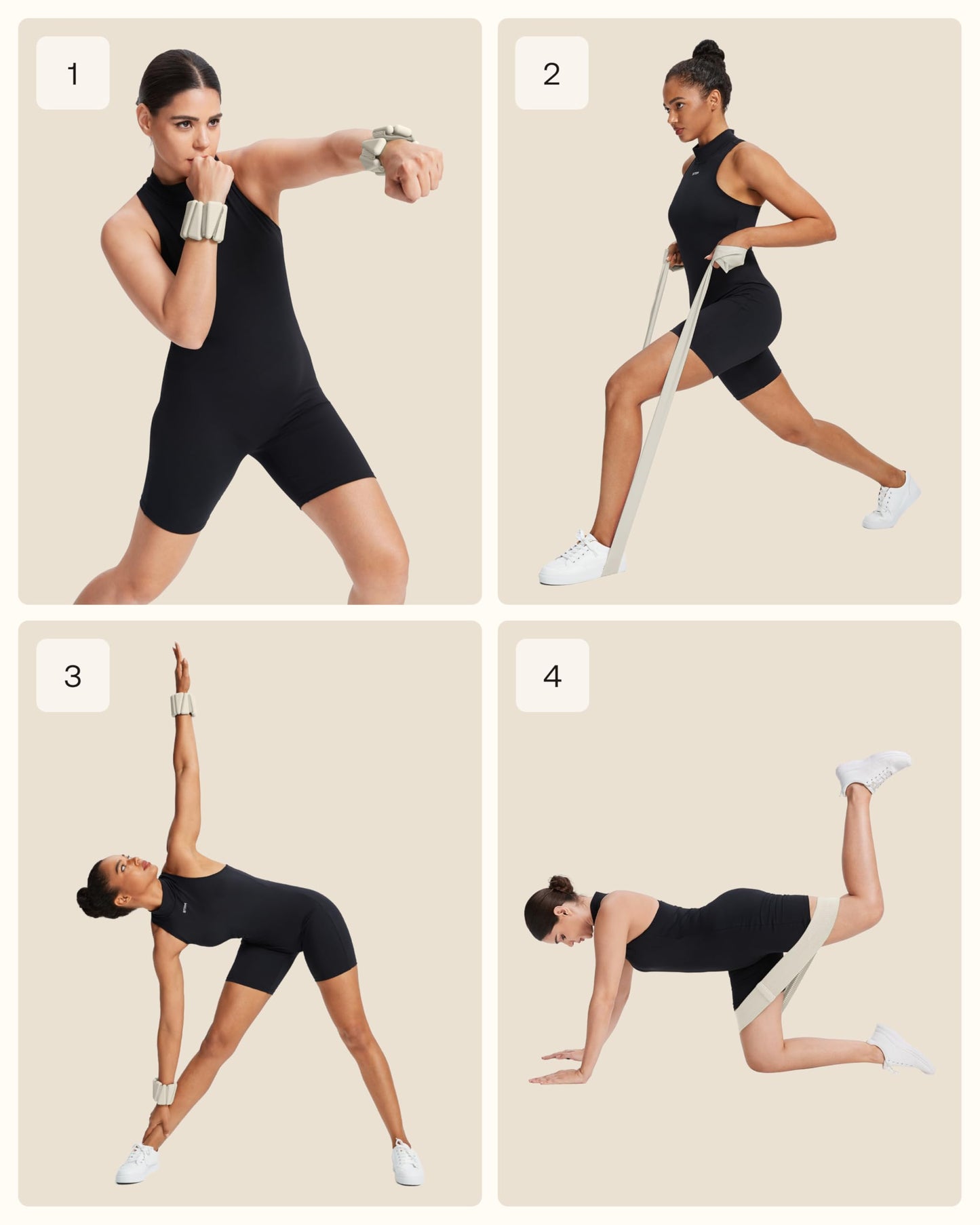 BetterMe Pilates Travel Kit – Pilates Loop Bands, Weight & Resistance Bands – Portable Pilates Kit for Women – Compact Home & Travel Workout Equipment Set (Black)
