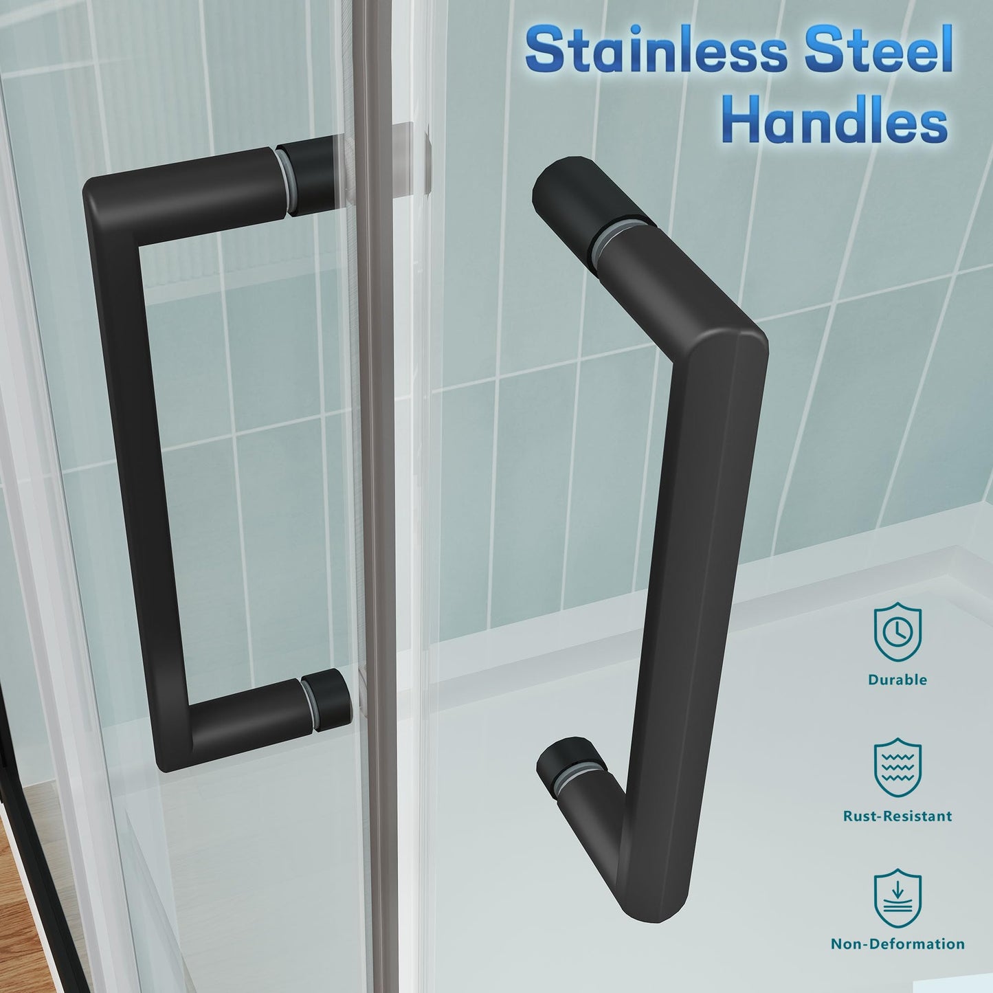 ENSO SENKA Corner Shower Enclosure 36" D X 36" W X72" H Shower Stall for Walk in Shower, 1/4" Thick Clear SGCC Tempered Glass Sliding Shower Door, Matte Black (Shower Base Not Included)