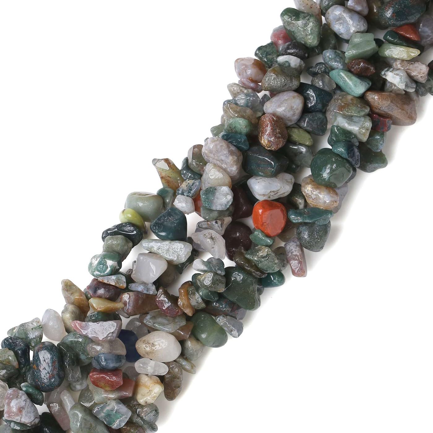 LAIDANLA Indian Agate 400pcs Natural Chip Stone Beads 5-8mm Healing Crystal Irregular Gemstones Drilled DIY Loose Rocks Bead Crystal for Bracelet Earrings Necklace Jewelry Making Crafting