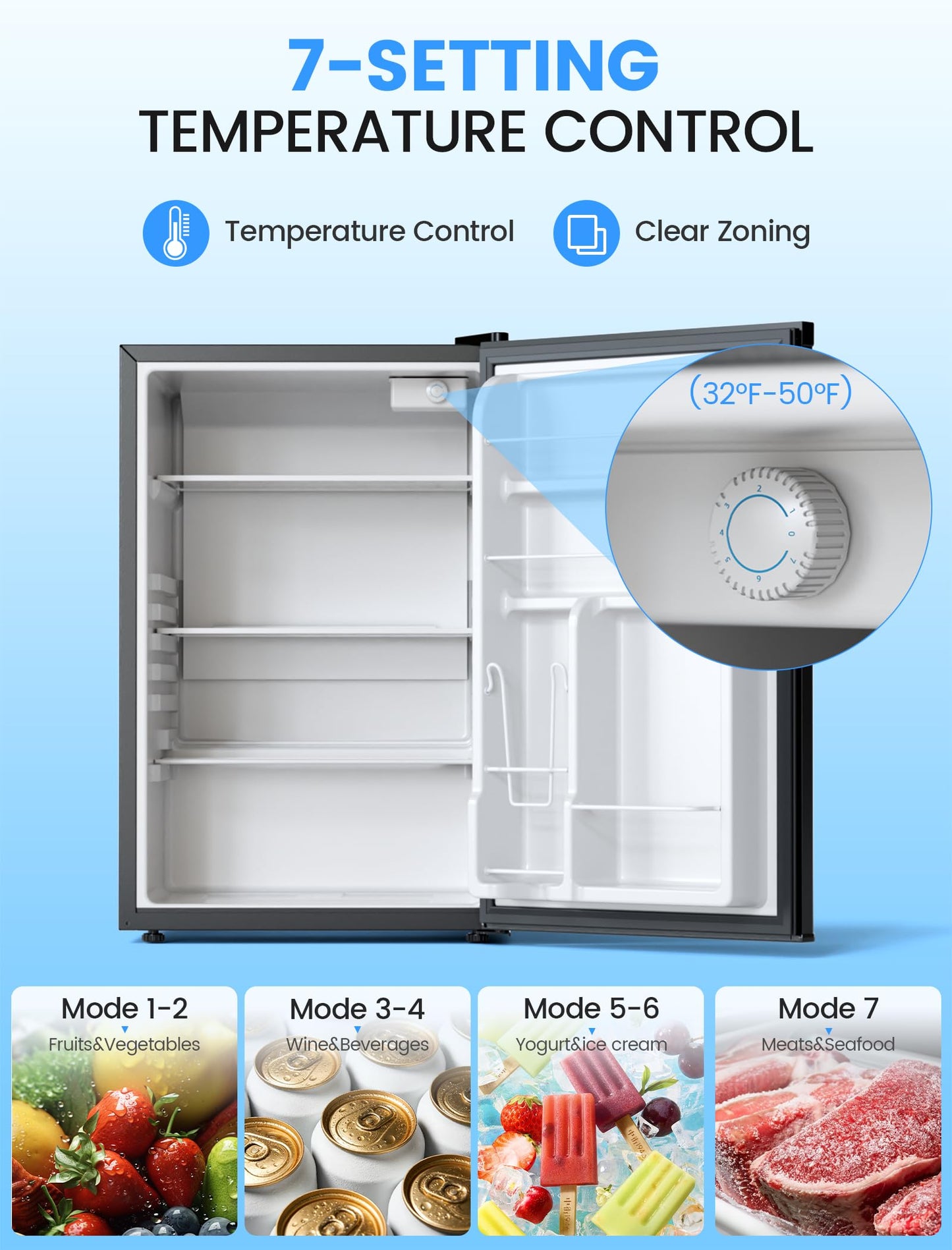 COWSAR 4.4 Cu.Ft Dorm Fridge, Single Reversible Door Compact Refrigerator with Adjustable Thermostat, Removable Glass Shelves, Energy Efficient Commercial Fridge for Bedroom Dorm Office, Black