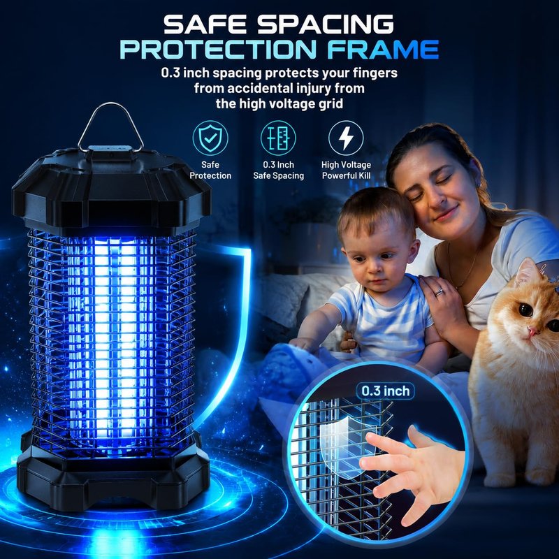 Jawlark Bug Zapper Outdoor, 4200V Electric Mosquito Zapper Indoor, Insect Fly Zapper Waterproof with 5ft Power Cord, Mosquito Killer for Home, Patio, Kitchen, Backyard, Camping, Plug-in