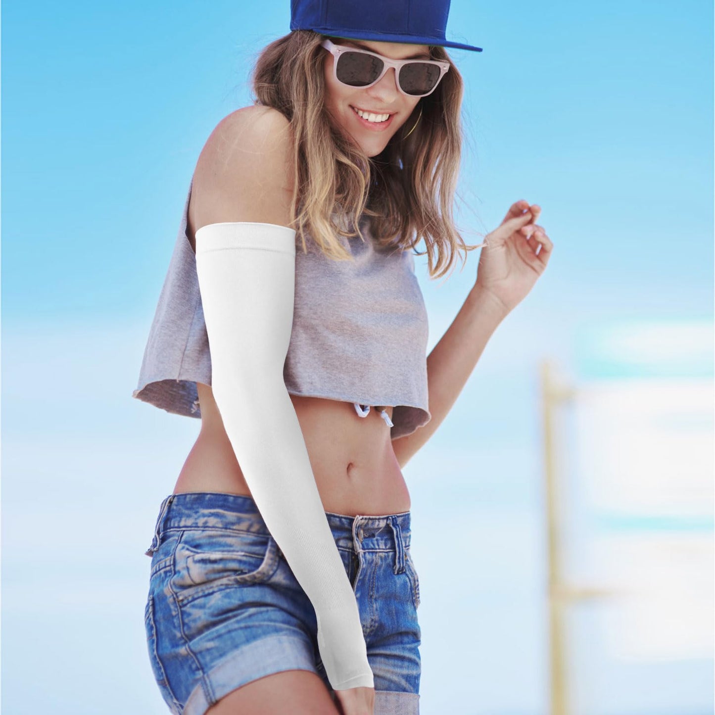 GOUNOD Sun Protection Cooling Arm Sleeves with Thumb Holes - Gardening Outdoors Sports Workouts Sunscreen Arm Sleeves