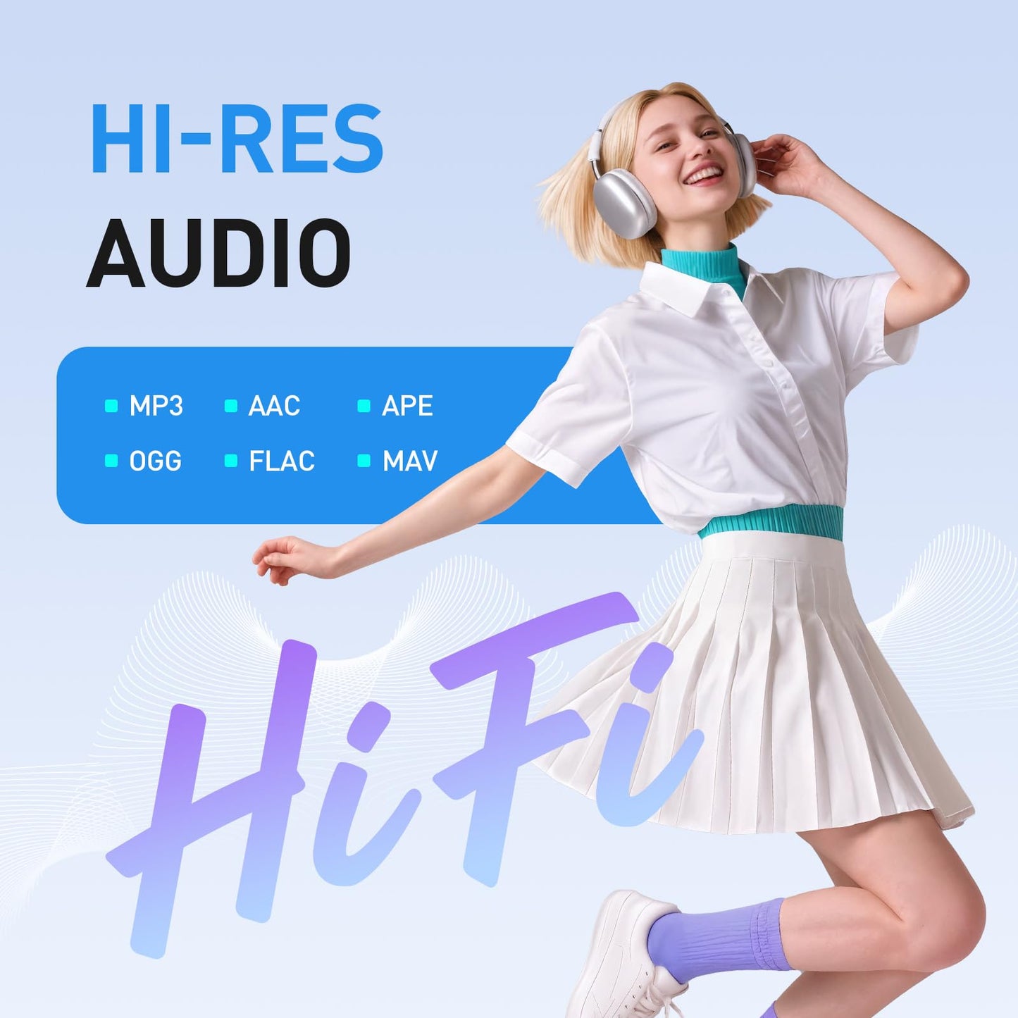 AGPTEK 96GB MP3 Player with Bluetooth and WiFi, T08X 4'' Android 14 MP4 Music Player with Spotify, Audible, APP Store, Up to 1TB, Blue