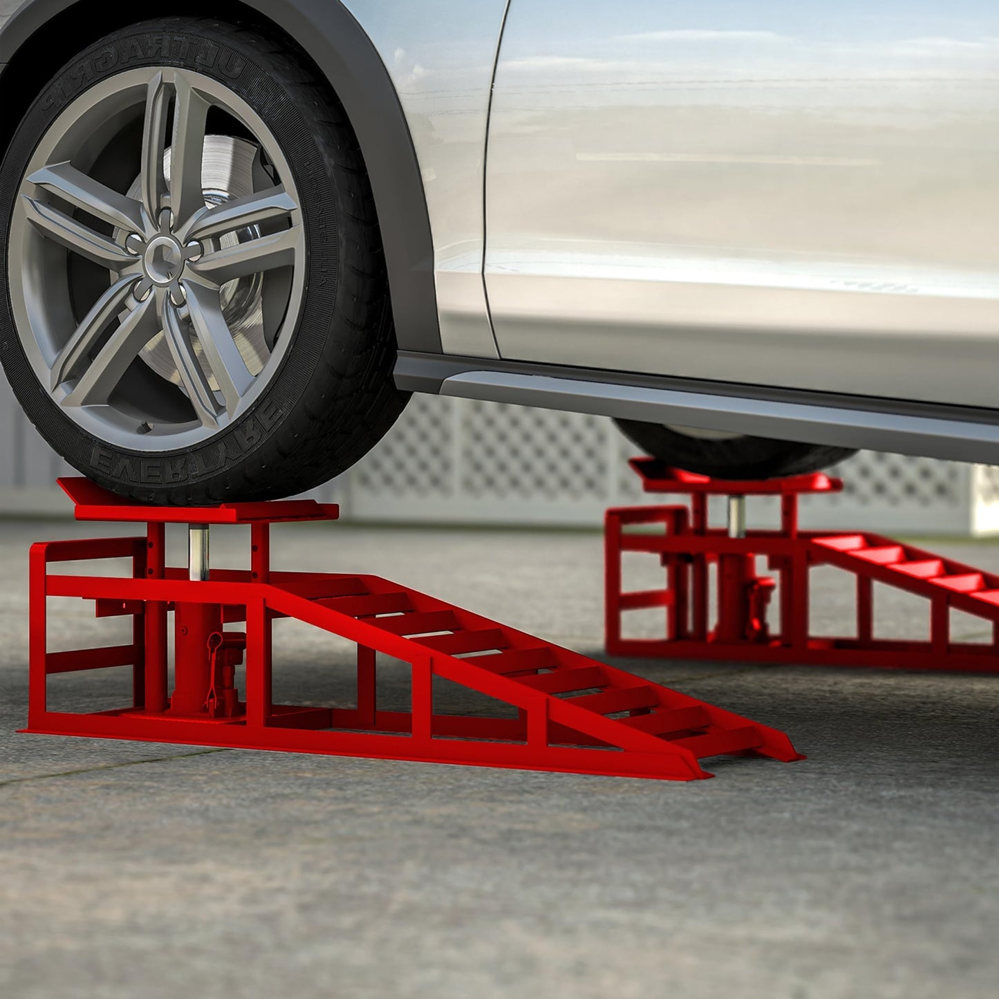 2 Pack Auto Car Truck Service Ramps, 3 Ton Low Profile Hydraulic Car Ramps, Car Lift Service Ramps