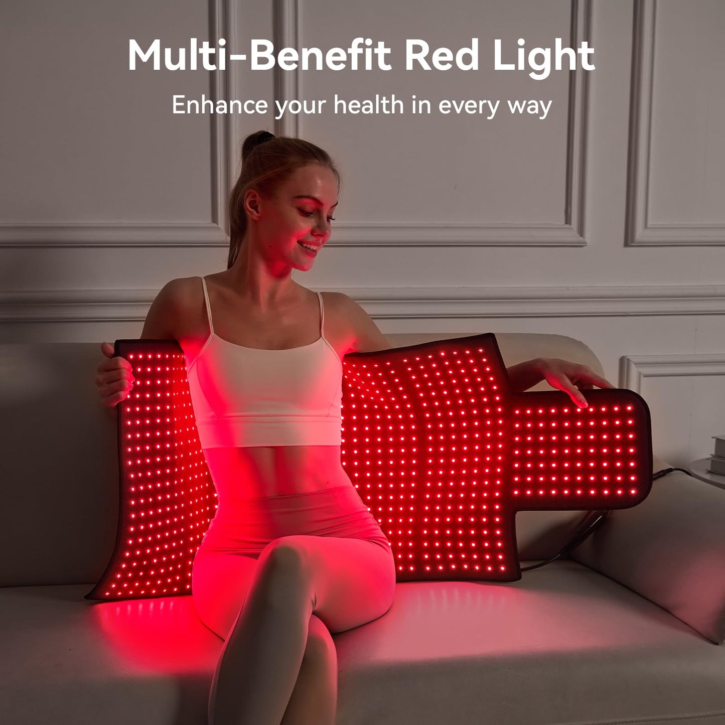 Extra Large Red Light Therapy Mat, High-Density LEDs Full Body Red Light Therapy, 660nm & 850nm Dual Wavelengths, Foldable Red Light Therapy Blanket with Timer, 47.5" x 20"