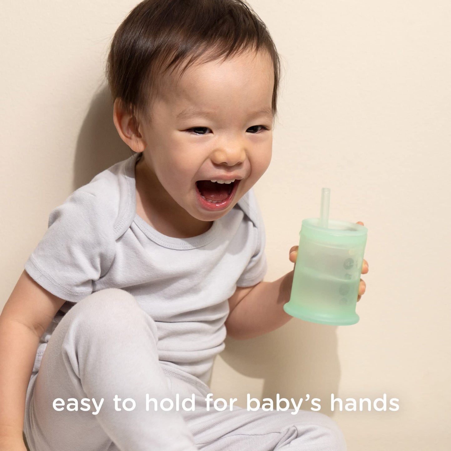 Olababy Silicone Training Cup with Straw Lid | Babies Water Drinking Cup | 6+ Mo Infant To 12-18 Months Toddler | Sippy Cup For Kids & Smoothie Cup | Baby Led Weaning (Lilac, 5 oz)