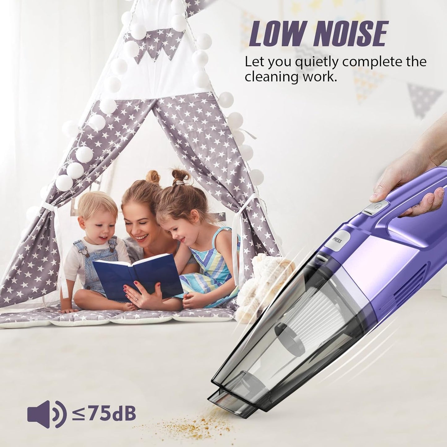Bossdan Handheld Vacuum Cordless – Car Vac Portable with 8KPA & Multi Accessories & Low Noise, Lightweight Hand Held Vacuum Cordless Rechargeable for Car/Home/Dust/Pet Hair, Mine Portable Vacuum