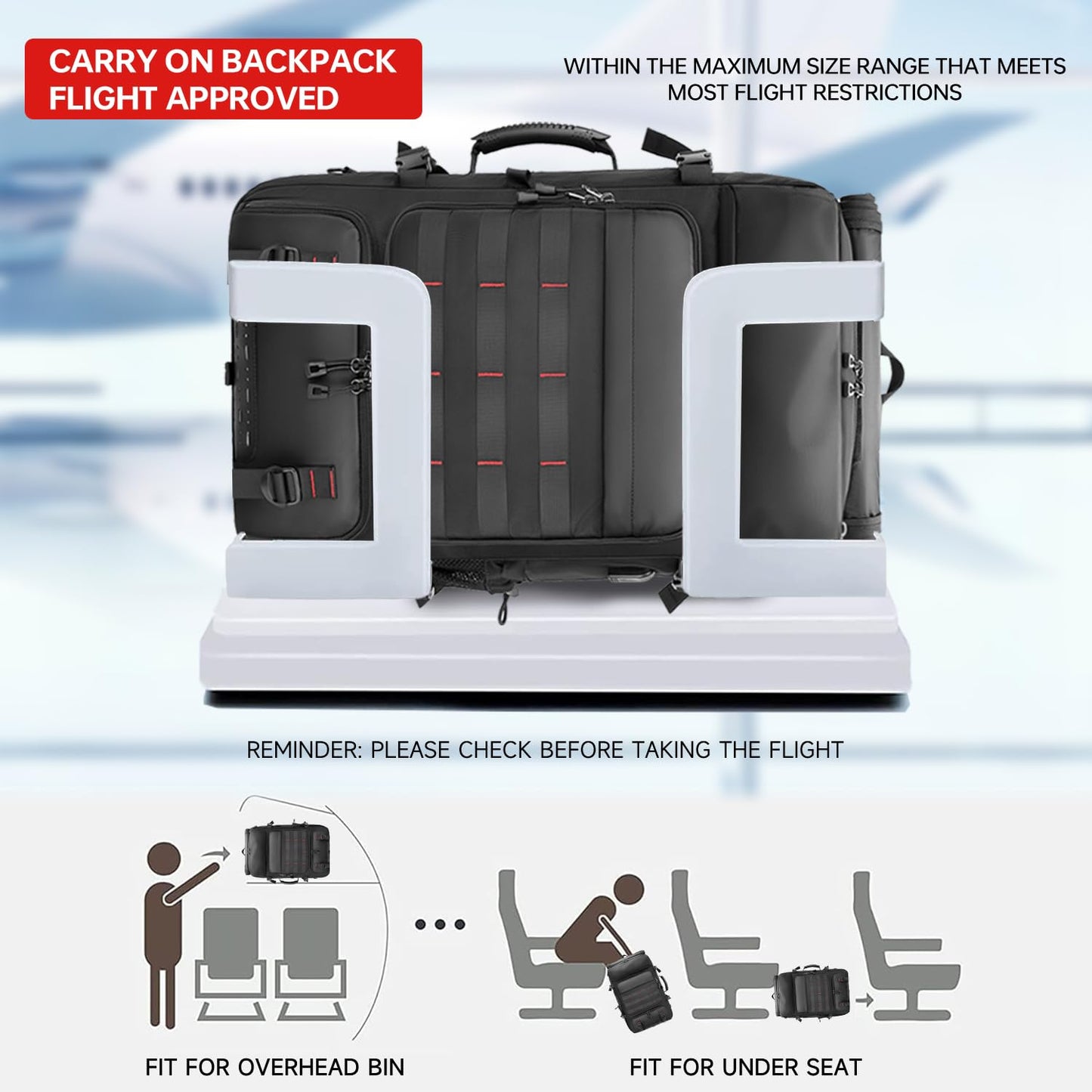 SWICKY Travel Backpack with Vacuum Air Bag, 60L Expandable Large Capacity Vacuum Seal Backpack for 17 Inch Laptop, Water Resistant,One Week Business Travel - Pressing by Hand