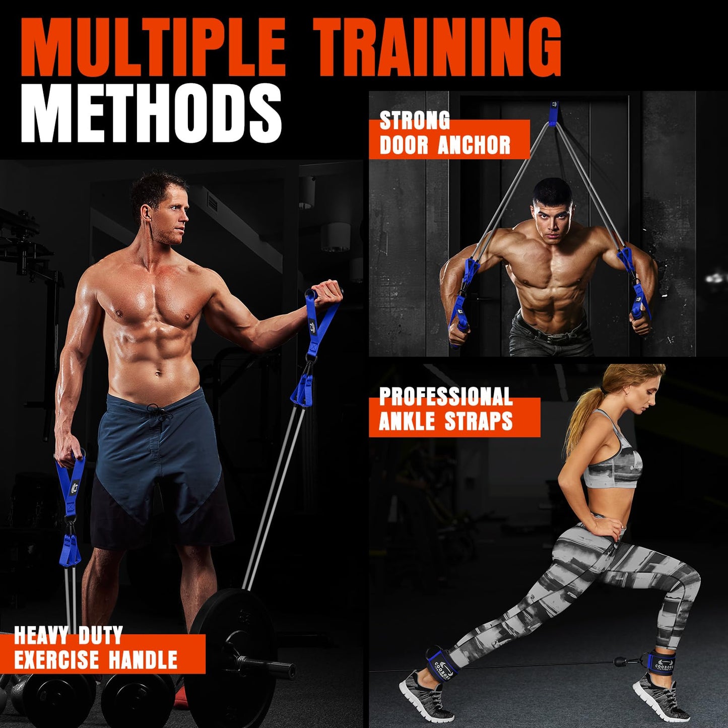 Heavy Resistance Bands for Working Out, 300LBS Exercise Bands with Handles, Workout Bands for Men, Weight Fitness Bands Set for Muscle Training, Strength, Slim, Yoga, Home Gym Equipment