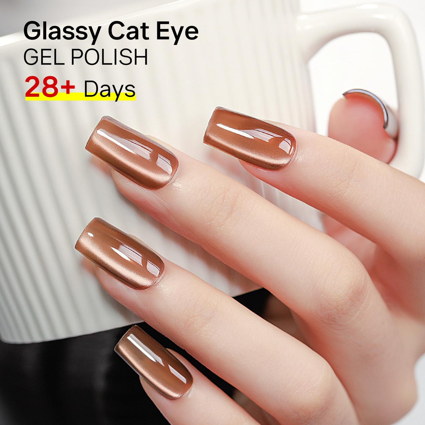 MIZHSE 8 Colors Cat Eye Gel Nail Polish, Glitter Magnetic Gel Polish Set with Magnet Stick, Holographic Shimmer Silver Brown Green Purple Colors Nail Gel Soak Off Nail Art Salon DIY Gift