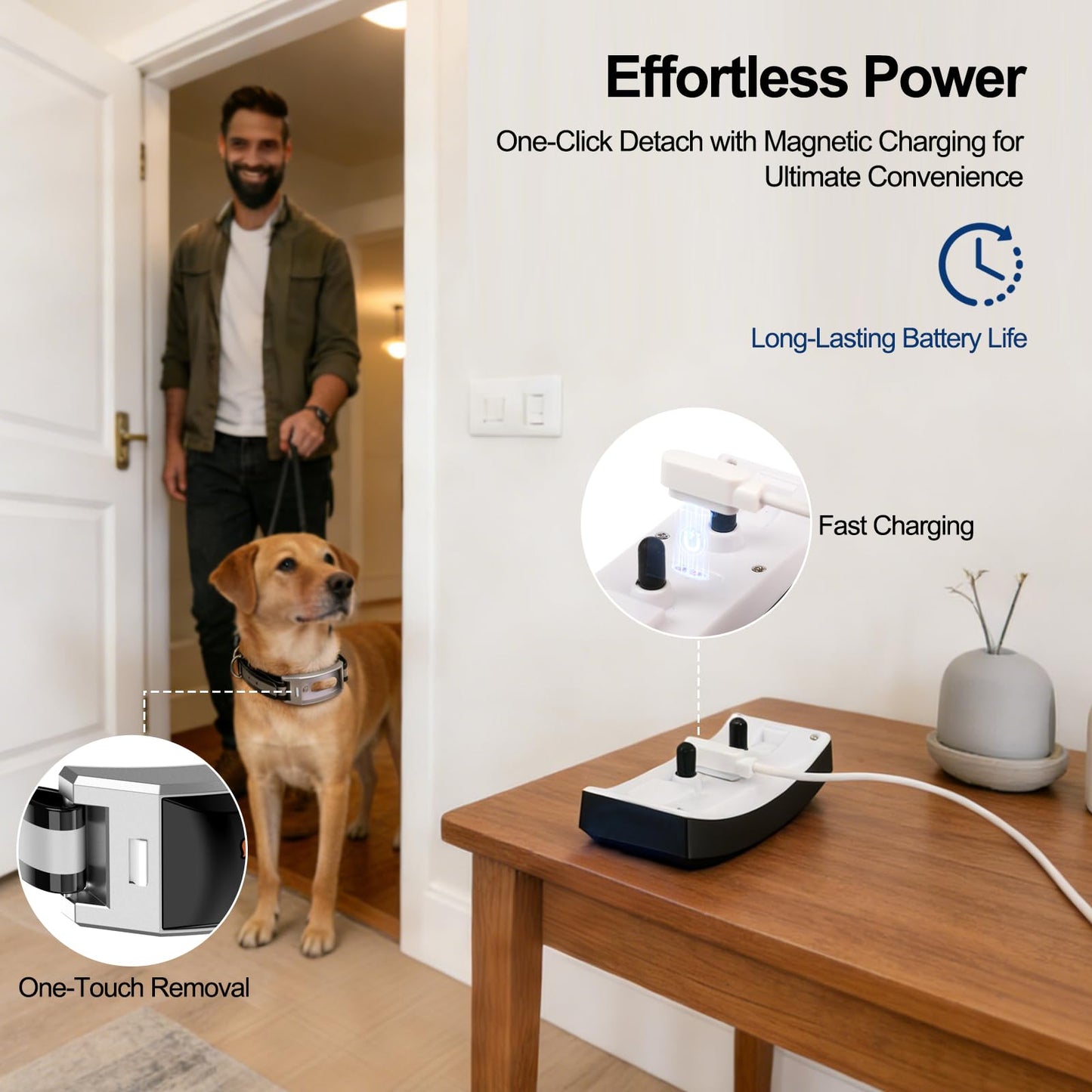 Wireless Dog Fence, GPS Dog Collar Fence System with Real-Time Tracking & Training, Portable Invisible Fence for Outdoor Use, Rechargeable Waterproof Collar Adjustable for Medium Large Dogs