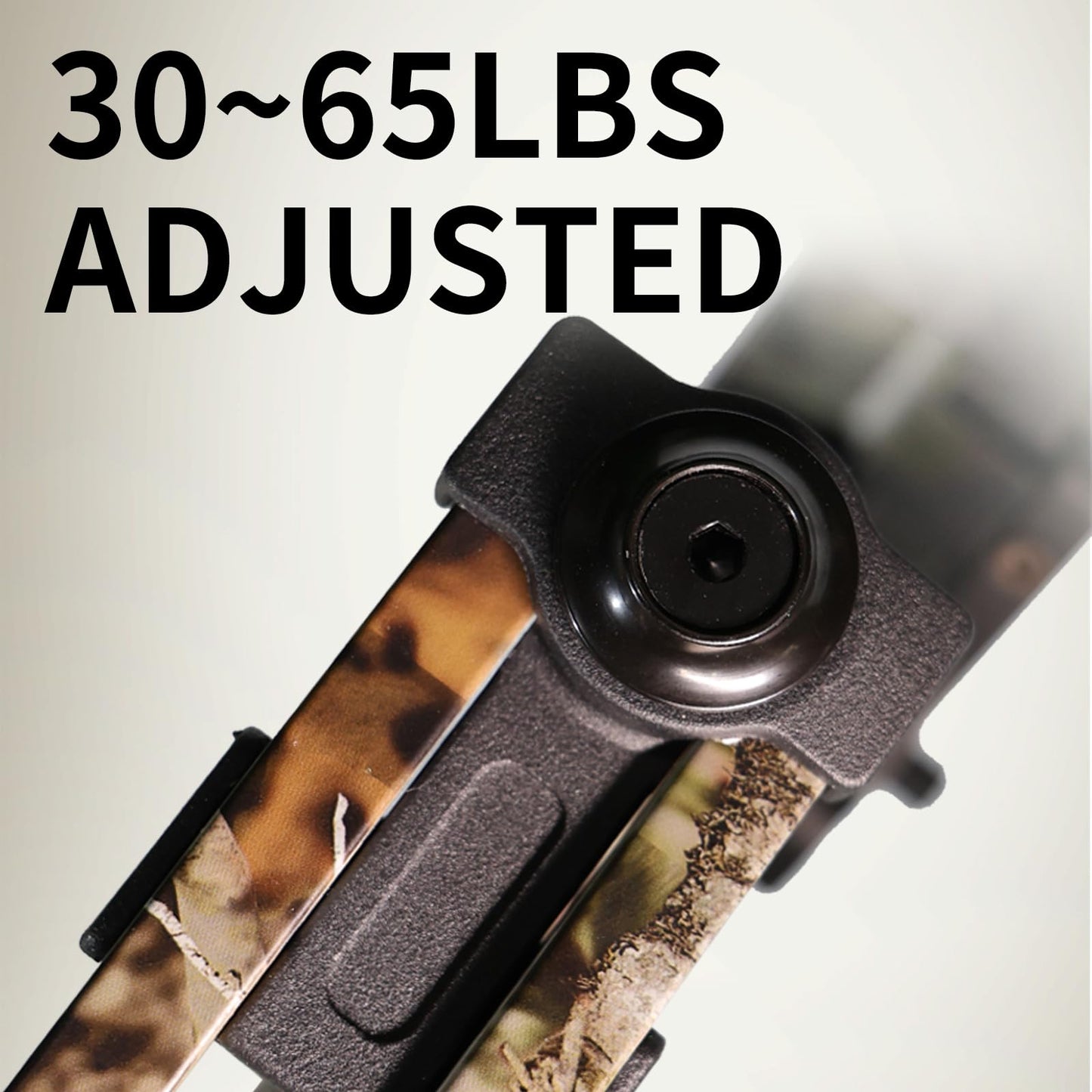 Adult Archery Compound Bow Fishing Combination Kit Adjustable 30-65lbs Composite Bow Combination 19.5 "-30" Rope Length Hunting Equipment (Camo)