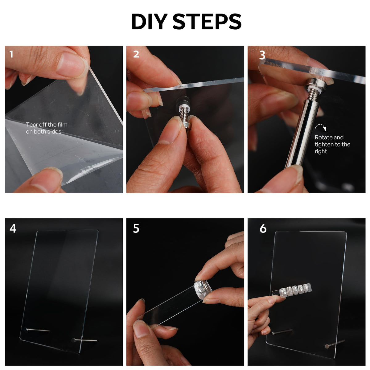 HLQHXWHZT Nail Art Display Board, Acrylic False Nail Tips Sample Display Nails Colors Sample Display Stand with 50pcs Small Display tips and double side tape for Salon Nails Art Practice (2pcs large)