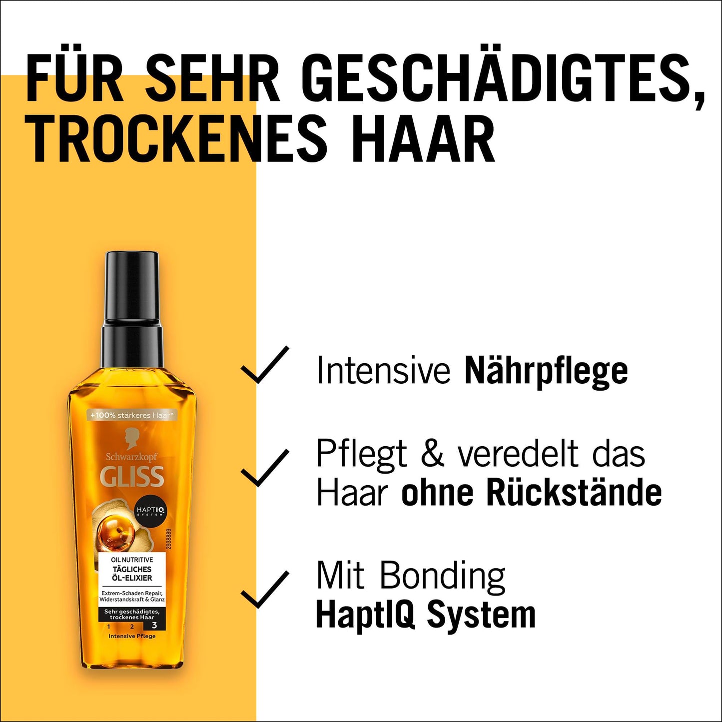 Gliss Kur Hair Oil Daily Oil Elixir (75 ml), Hair Oil for Dry Hair Nourishes and Refines Hair Without Oily Residue, Contains Argan Oil and Vitamin E