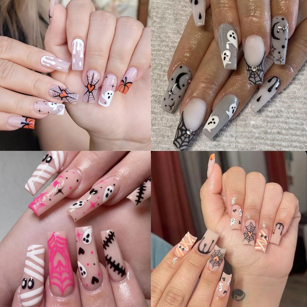 Halloween Bat Spider Nail Stickers for Nail Art Cute Halloween Nail Art Stickers 3D Self-Adhesive Gothic Skull Ghost Design Decals Halloween Nail Art Decoration for Women DIY Holiday Manicure 5 Sheets