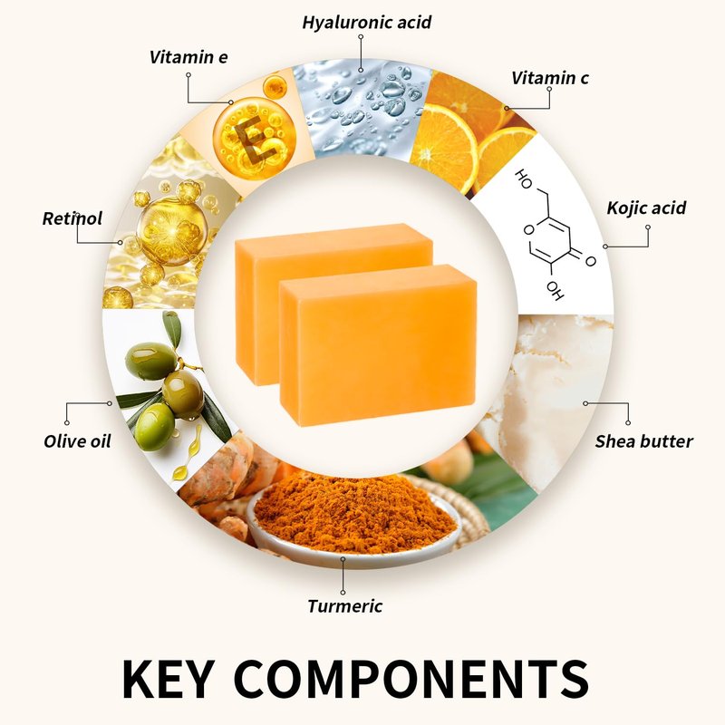 ceedoo Kojic Acid Soap for Dark Spot Remover Bars with Turmeric, Vitamin C, Retinol, Collagen with Hyaluronic Acid, Vitamin E, Shea Butter, Castile Olive Oil - 3.52 OZ x 2 Bars with Bag
