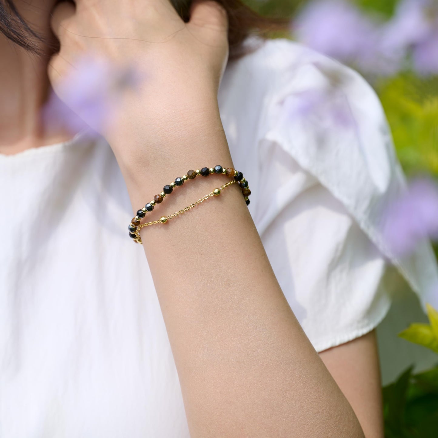 Farfume Triple Protection Crystal Bracelet Beaded Bracelets for Women 4mm Natural Stone Beads Gemstone Handmade Jewelry Valentine's Day Gifts