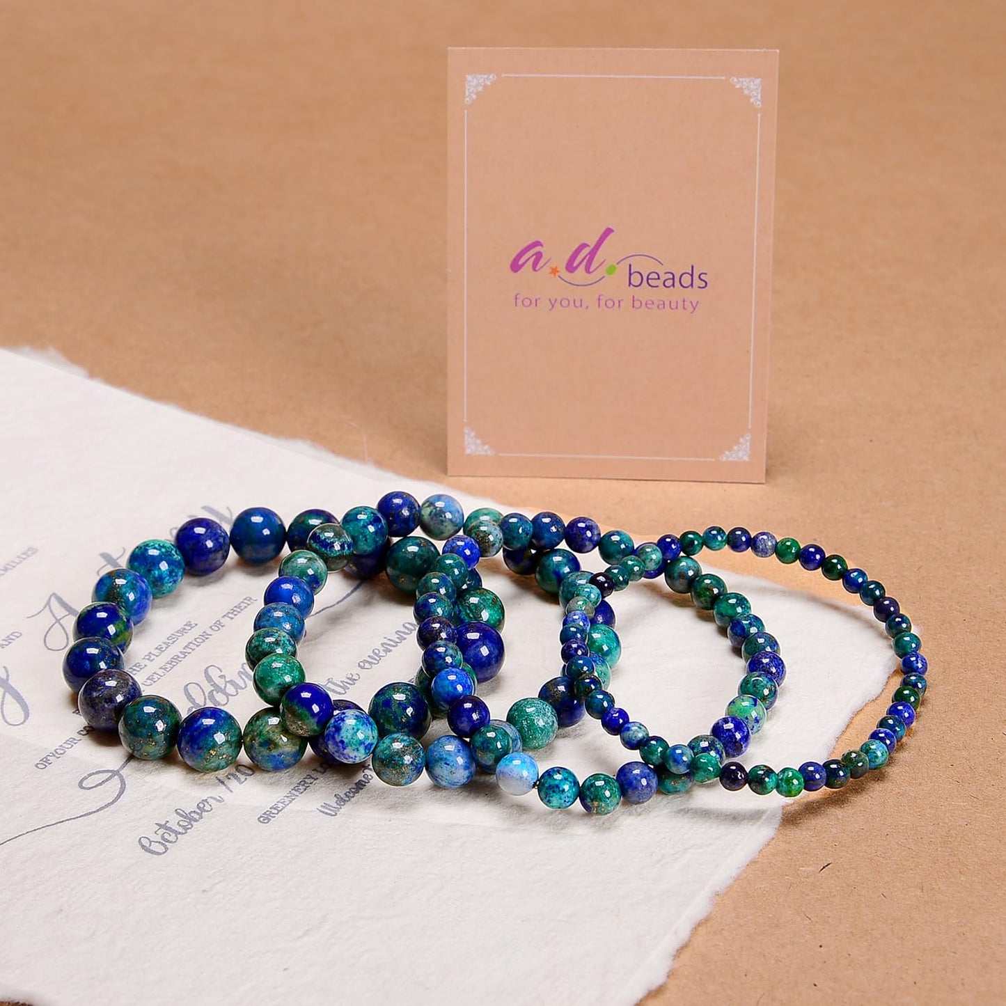 AD Beads Handmade Gemstone Stretch Elastic Bracelet Crystal Healing Reiki Nature's Beauty and Spiritual Essence Unisex (4mm, Chrysocolla (Wise Women))