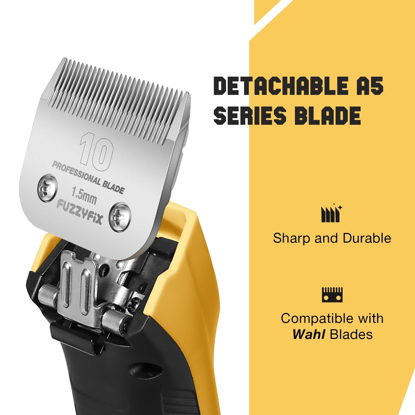 FuzzyFix Professional Dog Clippers for Grooming with Charging Replacement, Low Noise Pet Grooming Kit for Thick Curly Matted Heavy Coats Cordless Hair Trimmer with 8 Metal Guide Combs for Animal Horse