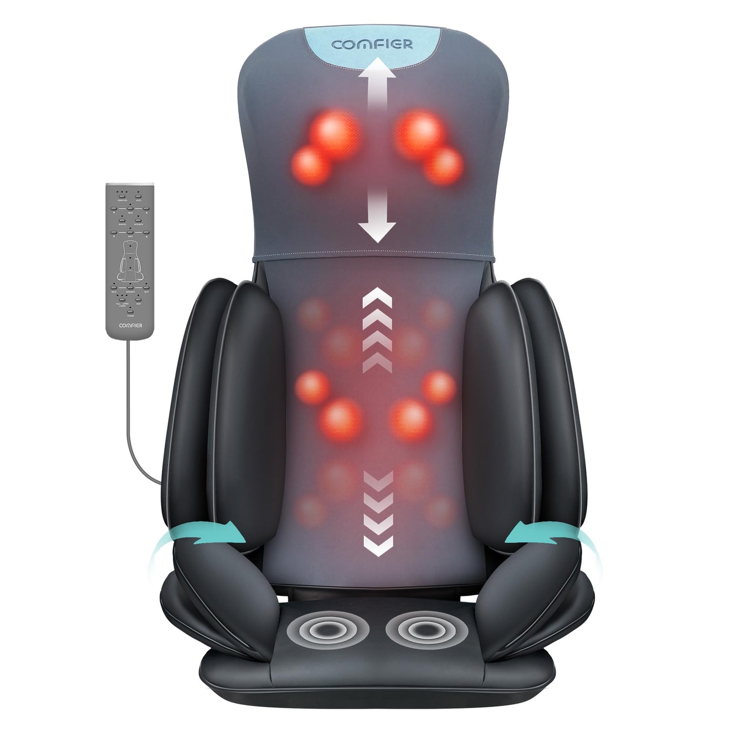 COMFIER Shiatsu Neck & Back Massager with Heat, Full Back Coverage Massage Chair Pad with 4D Kneading & Adjustable Neck Nodes, Waist & Hip Compression